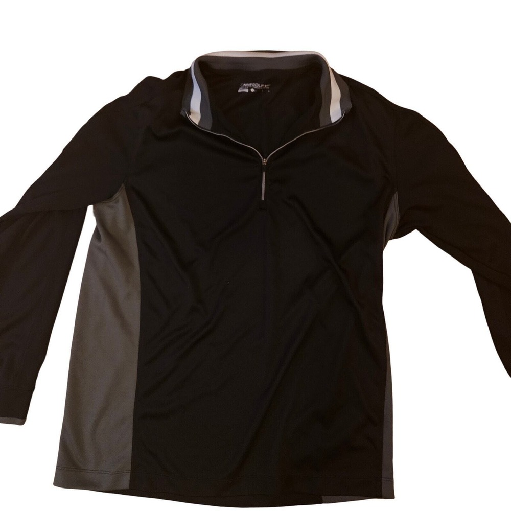 Nike Mens Golf Dri-Fit Pullover Athletic Sweatshirt Quarter-Zip Black‎ Gray SZ L